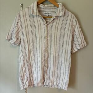 Thomas Sterling Shirt Mens Small Button Down Cotton Textured Weave Resport Camp